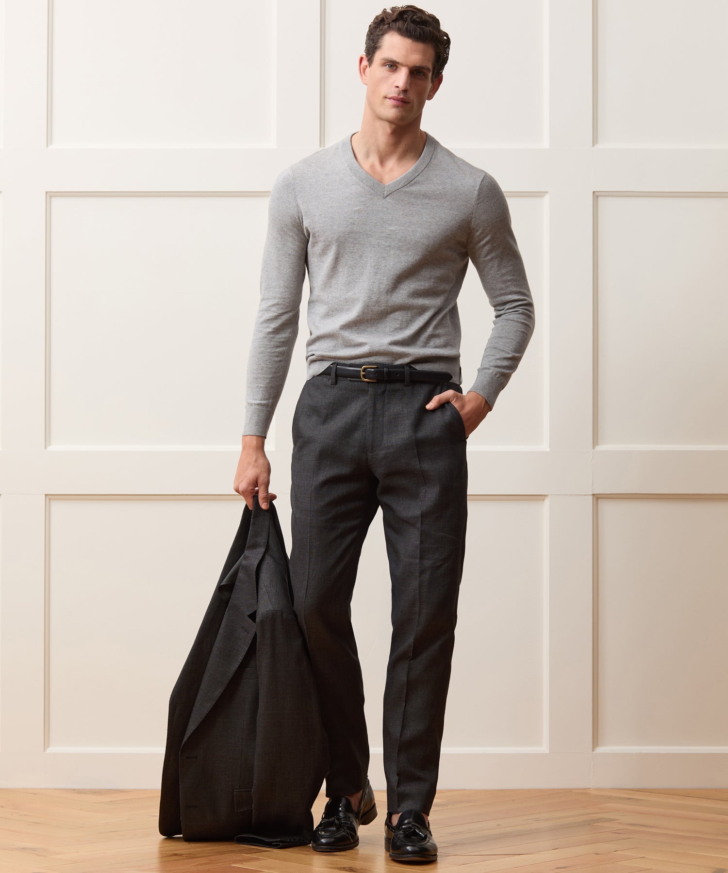 Todd Snyder Italian Cotton-Linen Sutton Trouser in Charcoal Charcoal