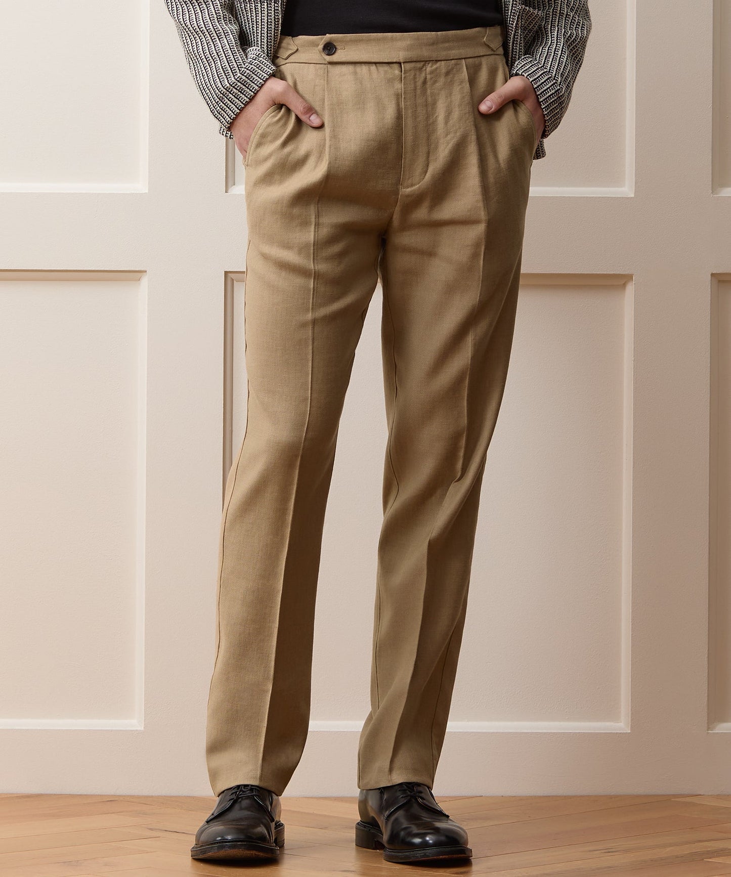 Todd Snyder Linen Side Tab Trouser in Khaki Khaki