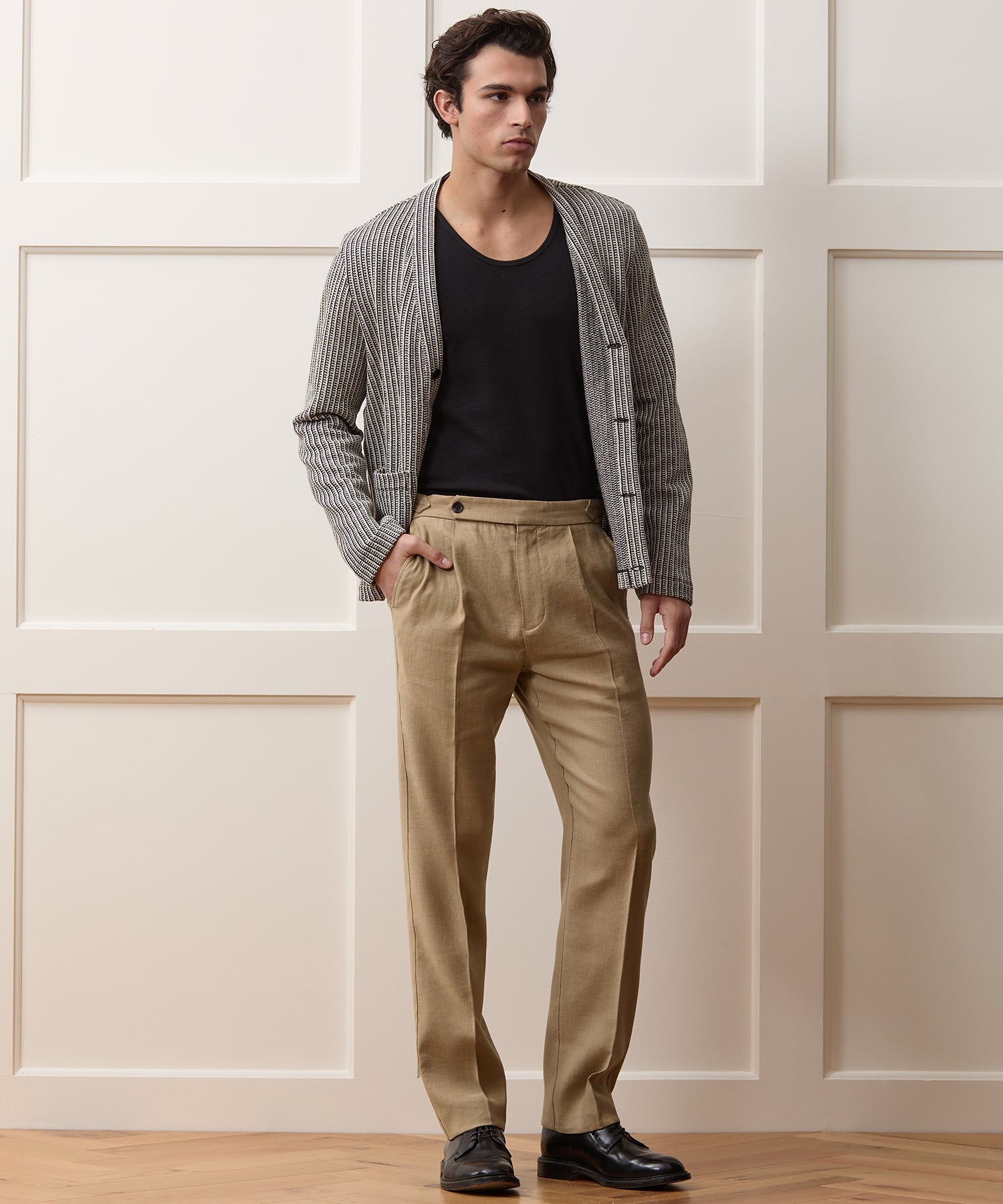 Todd Snyder Linen Side Tab Trouser in Khaki Khaki