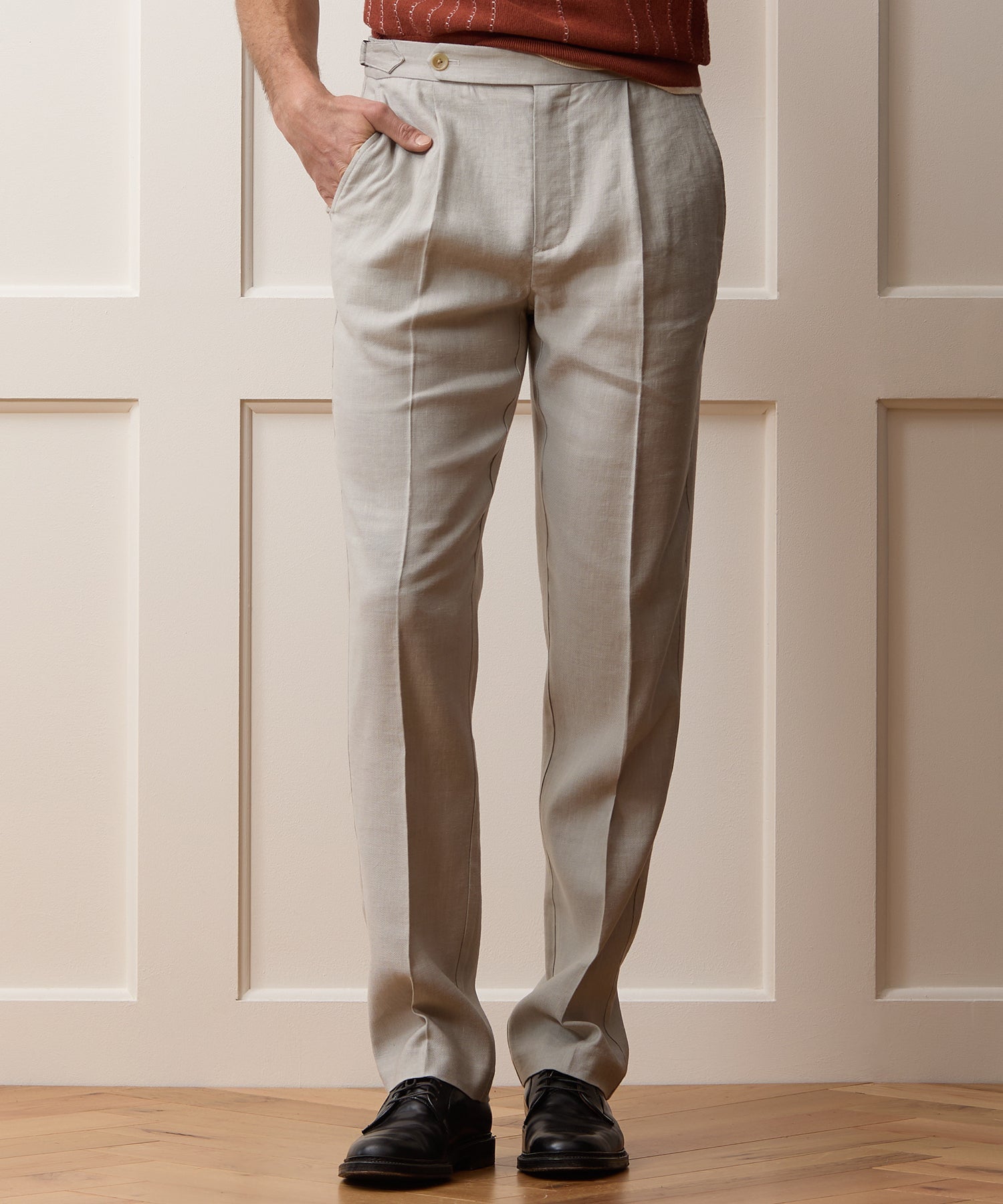 Todd Snyder Linen Side Tab Trouser in Stone Stone