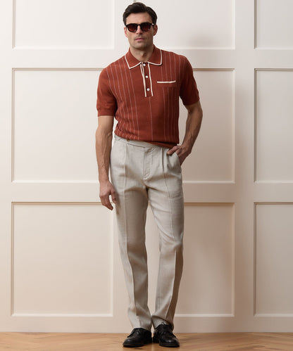 Todd Snyder Linen Side Tab Trouser in Stone Stone