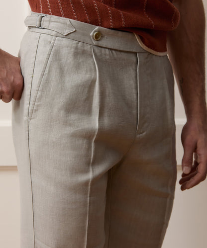 Todd Snyder Linen Side Tab Trouser in Stone Stone