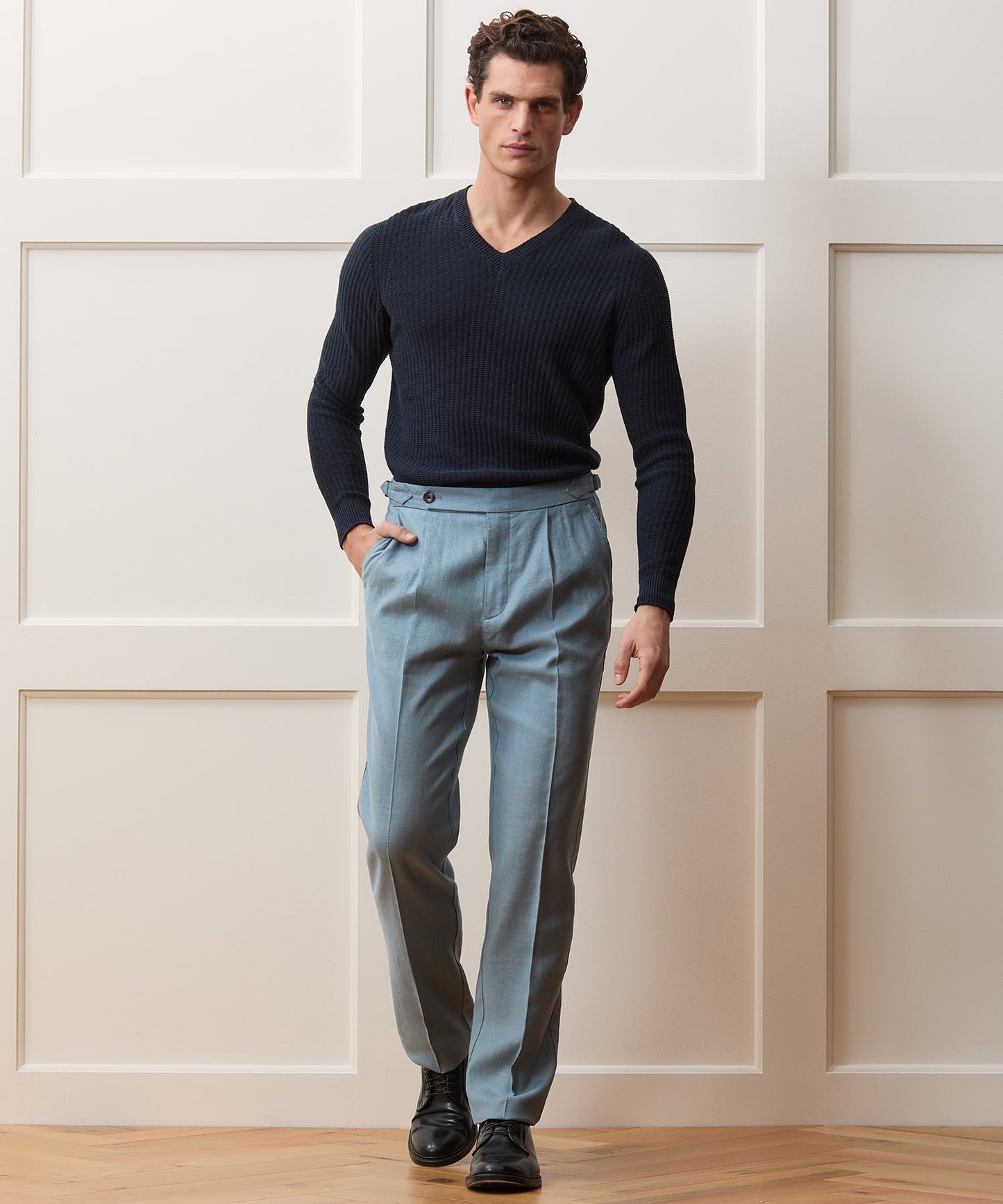 Todd Snyder Linen Side Tab Trouser in Airway Airway
