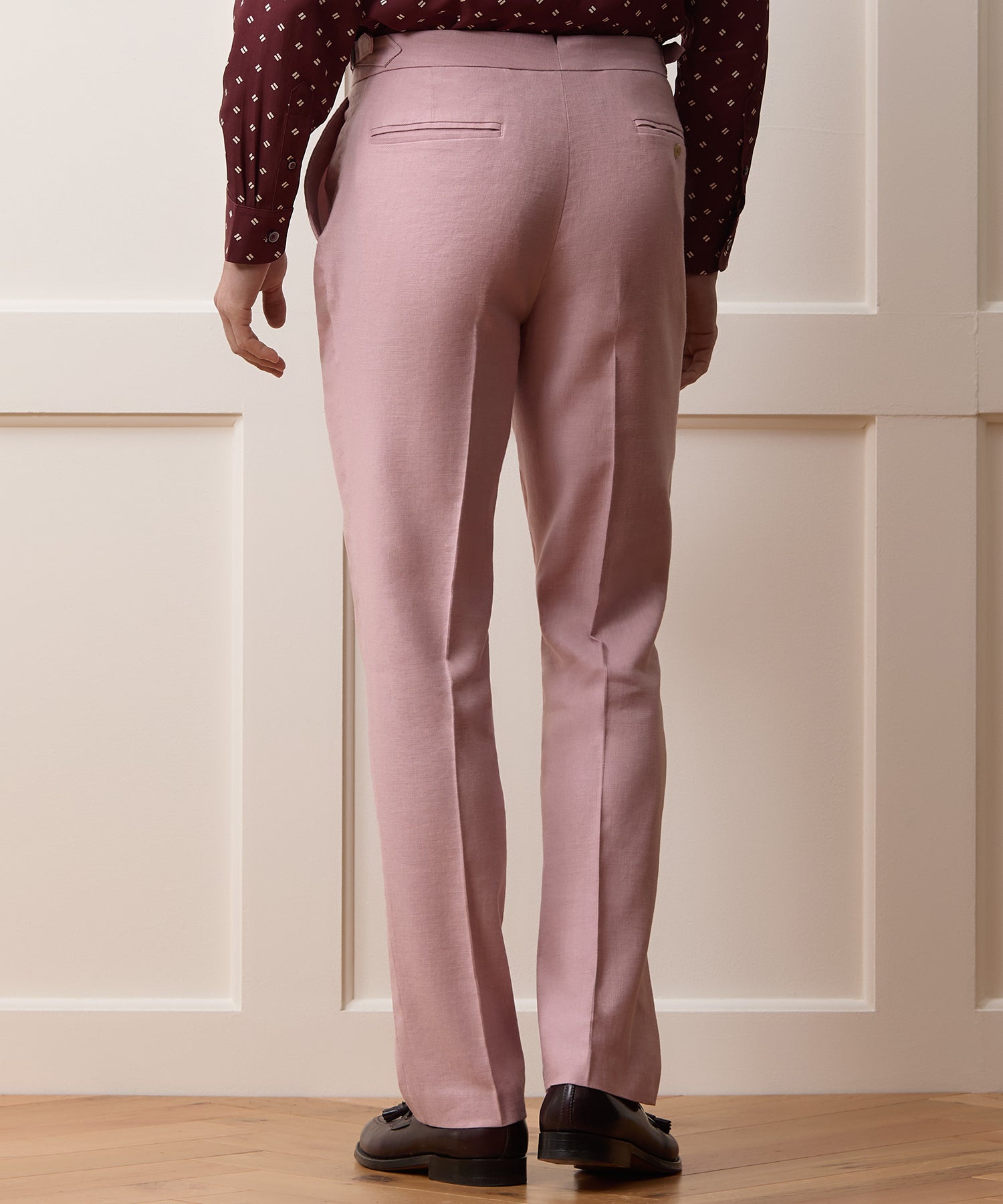 Todd Snyder Linen Side Tab Trouser in Pink Pink