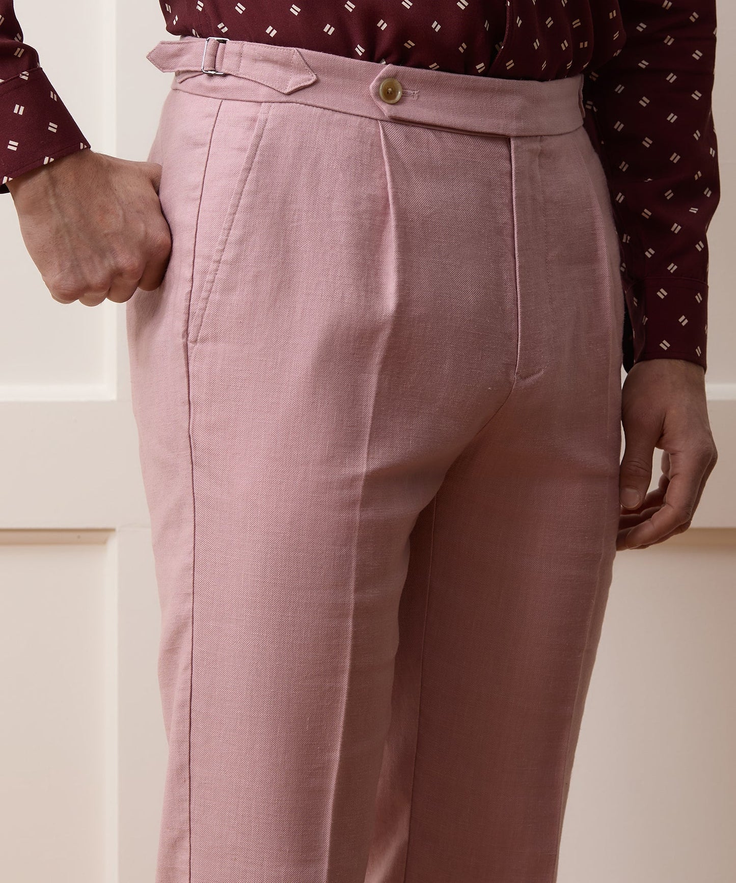Todd Snyder Linen Side Tab Trouser in Pink Pink