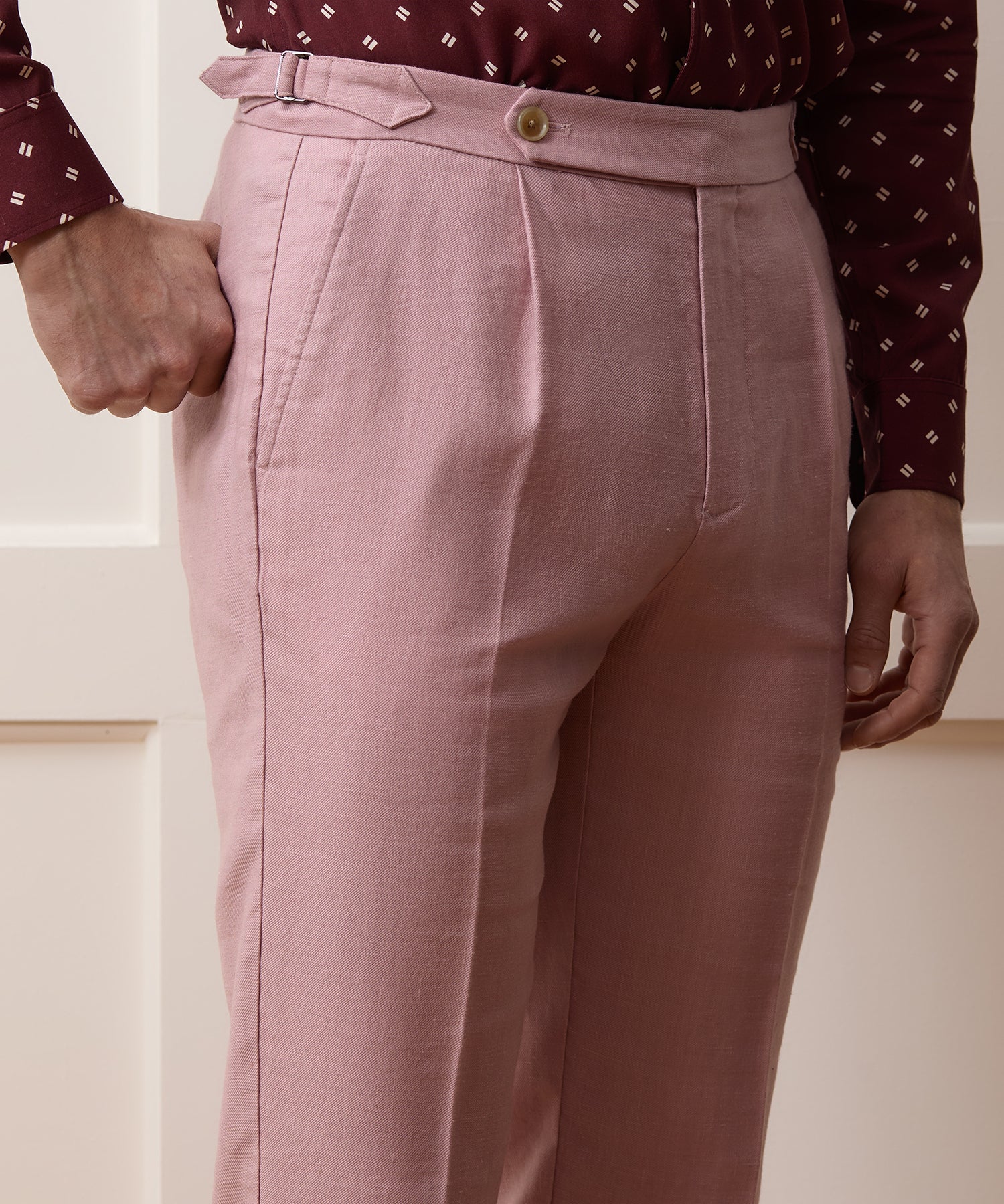 Todd Snyder Linen Side Tab Trouser in Pink Pink