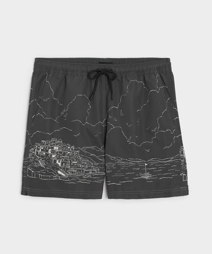 Todd Snyder 5" Montauk Swim Trunk in Black Black