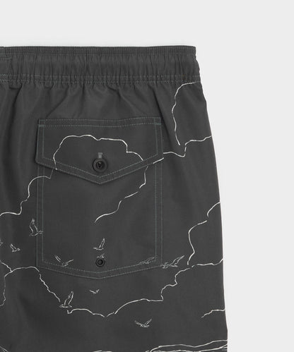 Todd Snyder 5" Montauk Swim Trunk in Black Black