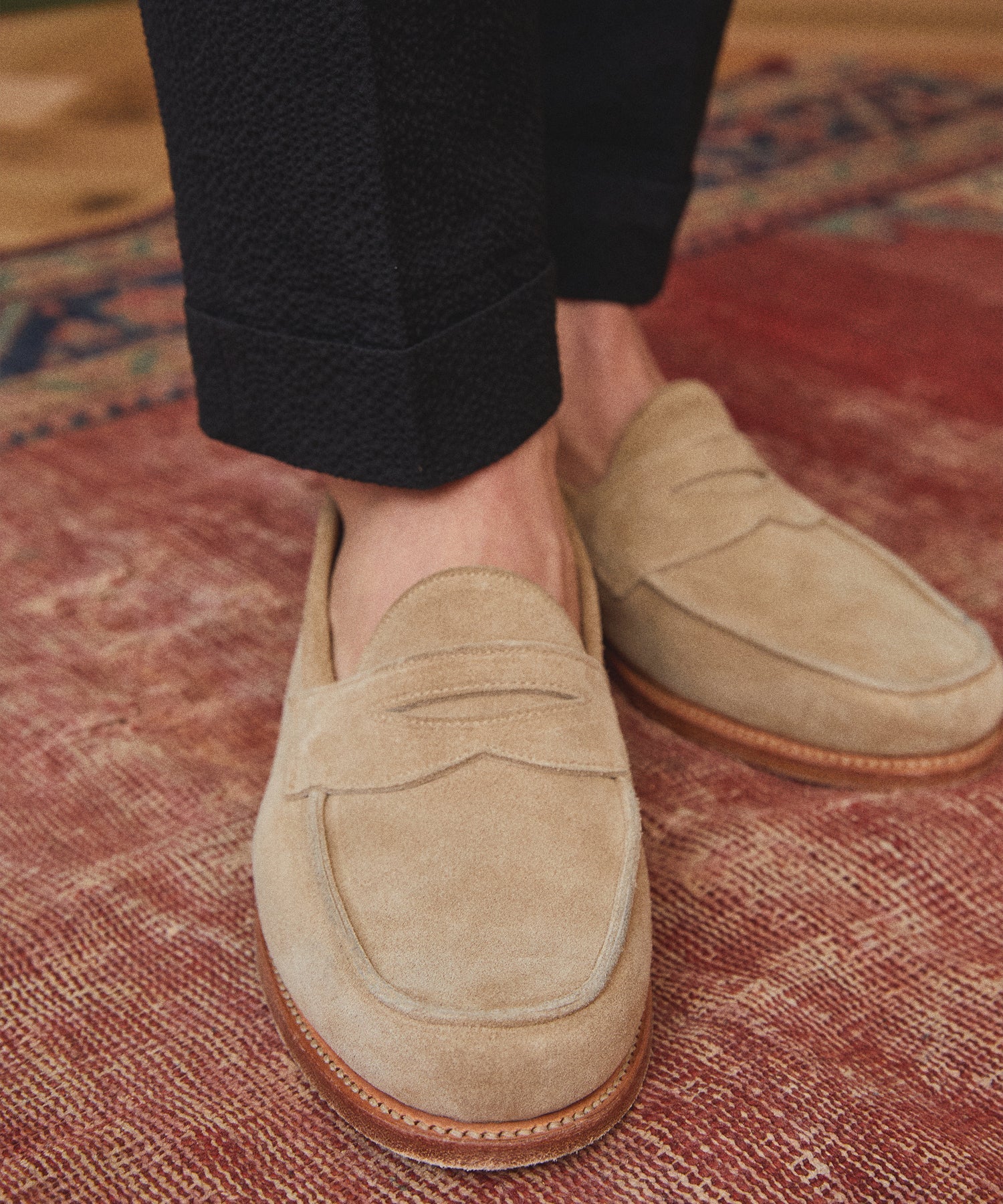 Todd Snyder Todd Snyder x Sanders Edwin Loafer in Milkshake Suede Tan