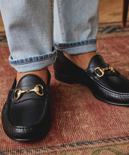 Todd Snyder Yuketen Moc Ischia Horsebit Leather Loafer in Black Black