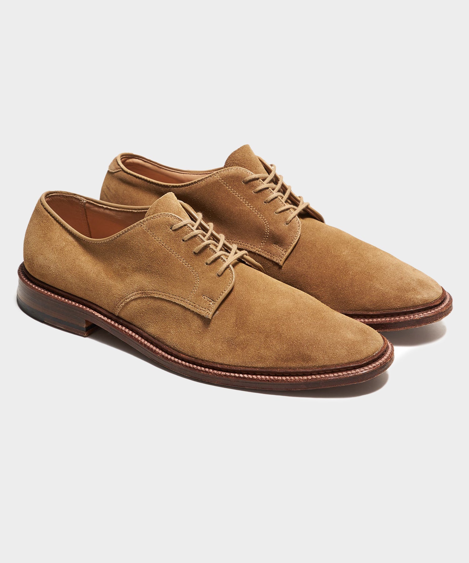 Todd Snyder Alden Unlined Suede Plain Toe Blucher in Tan Tan