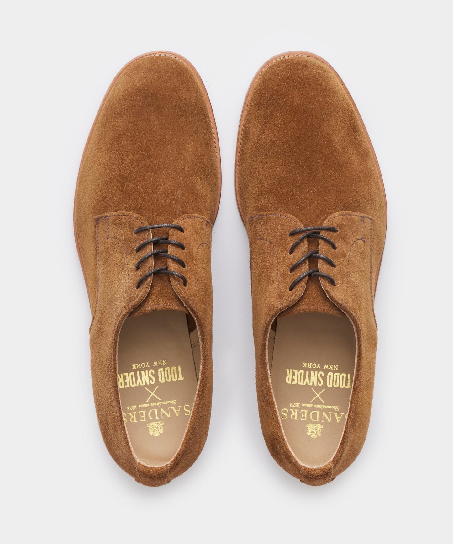Todd Snyder Todd Snyder x Sanders Archie Unconstructed Lace-up Derby in Tobacco Suede Tobacco