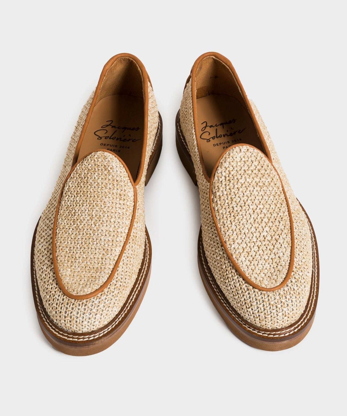 Todd Snyder Jacques Solovière Lex Loafer in Raffia Beige