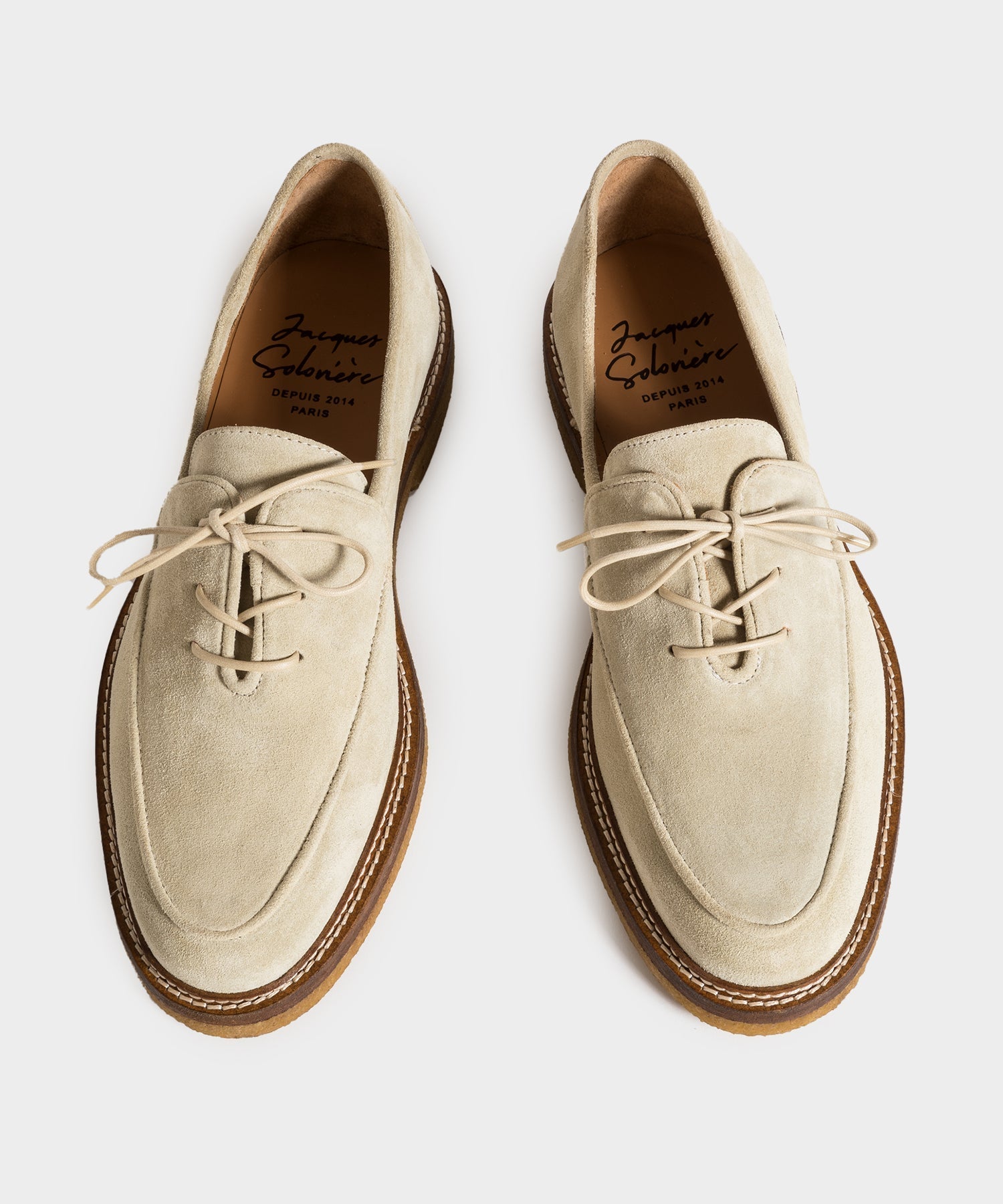 Todd Snyder Jacques Solovière Oliver Laceup Derby Suede Shoe Beige
