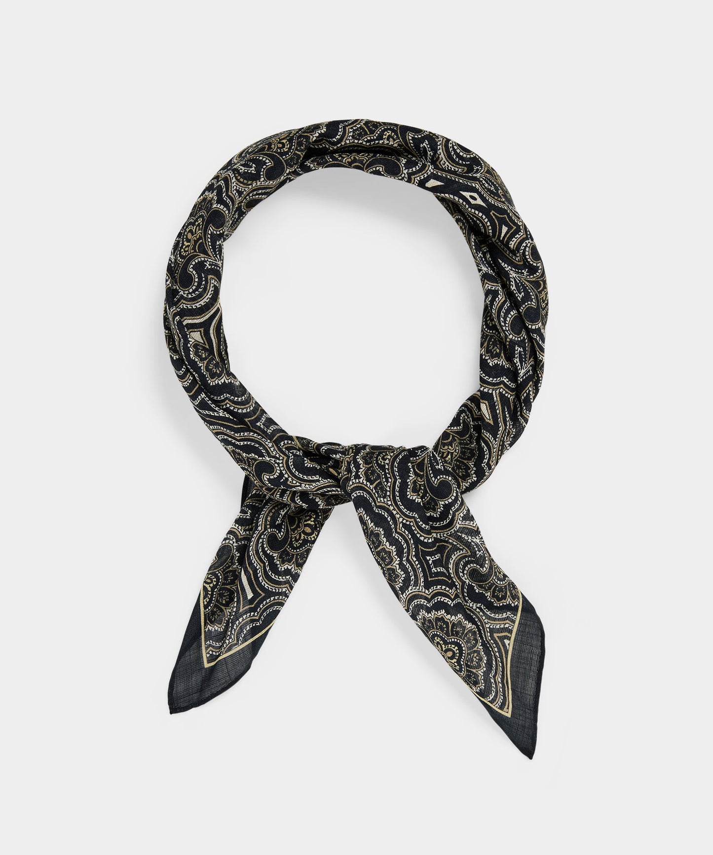 Todd Snyder Italian Neckerchief in Black Paisley Black