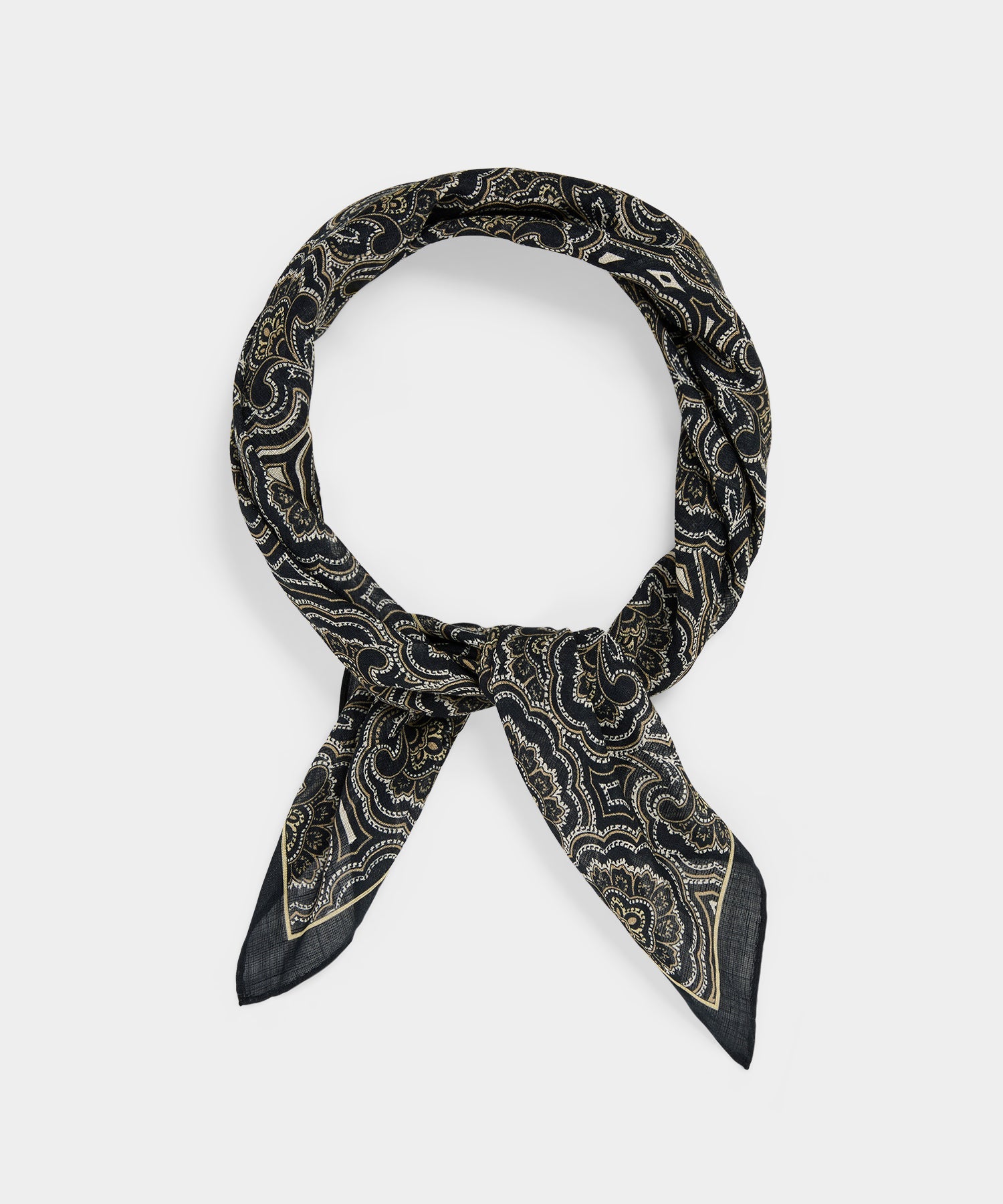 Todd Snyder Italian Neckerchief in Black Paisley Black