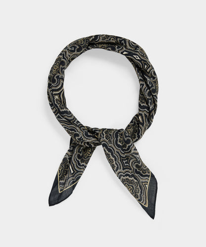 Todd Snyder Italian Neckerchief in Black Paisley Black