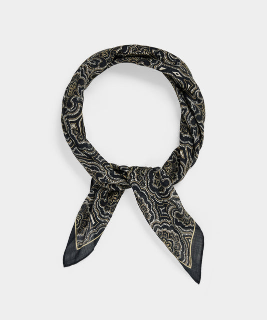 Todd Snyder Italian Neckerchief in Black Paisley Black