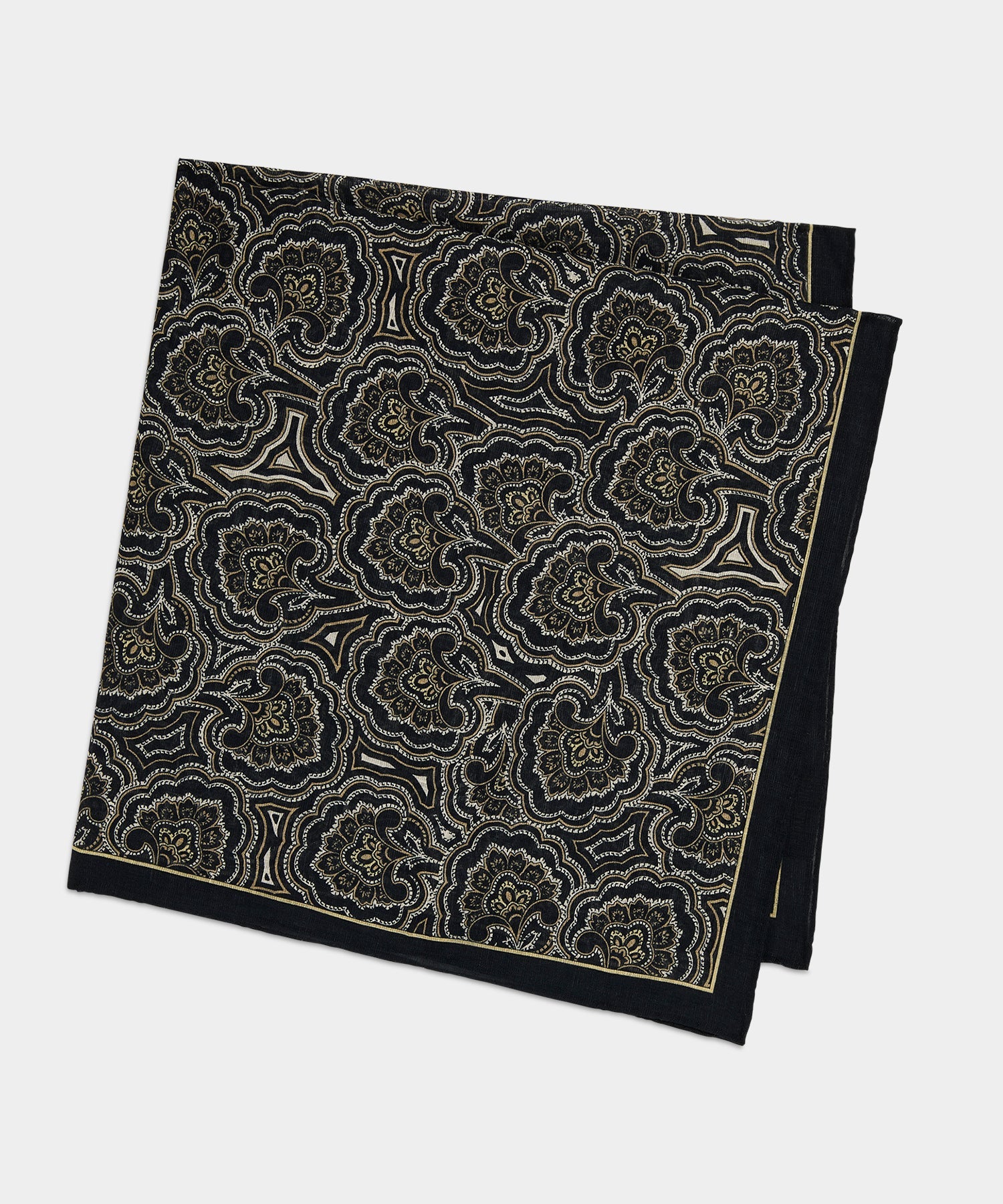Todd Snyder Italian Neckerchief in Black Paisley Black