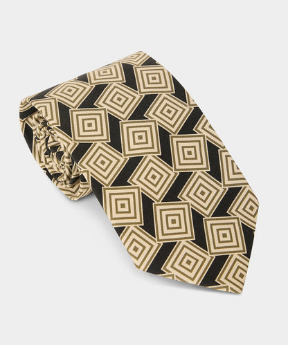Todd Snyder Italian Silk Tie in Brown Geo Maze Brown