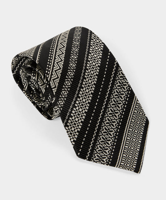 Todd Snyder Italian Silk Tie in Black Stripe Black
