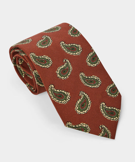 Todd Snyder Italian Silk Tie in Red Paisley Red