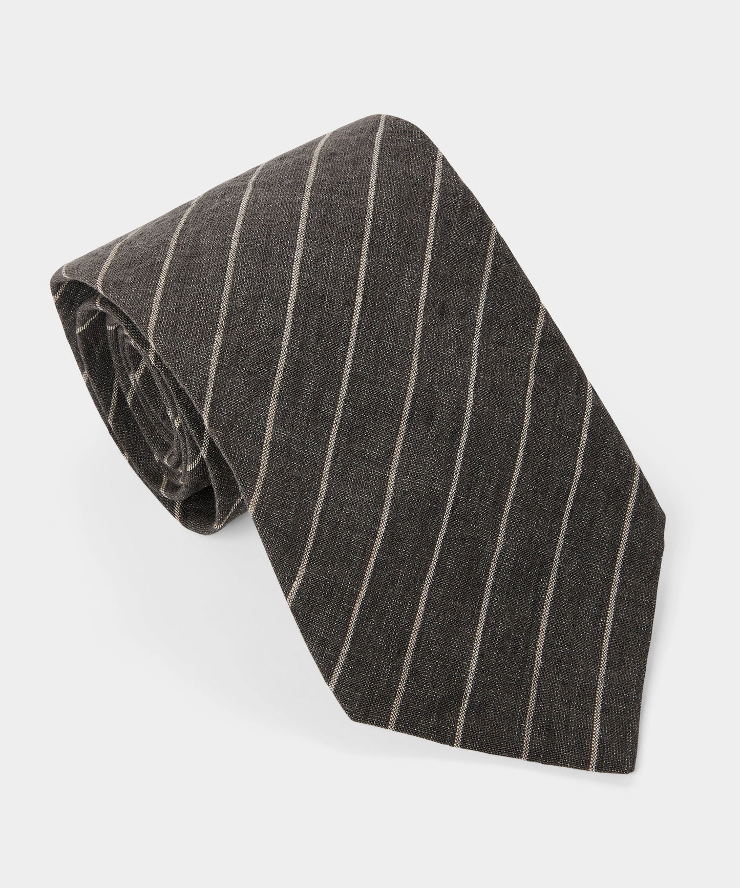 Todd Snyder Italian Linen-Cotton Stripe Tie in Brown Stripe Brown