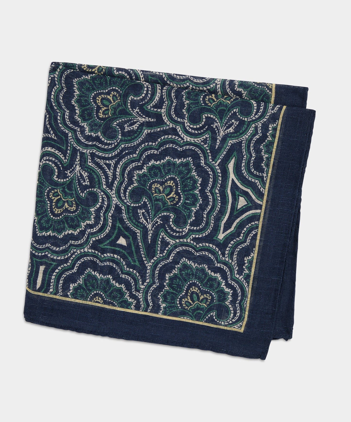 Todd Snyder Italian Paisley Pocket Square in Navy Paisley Navy