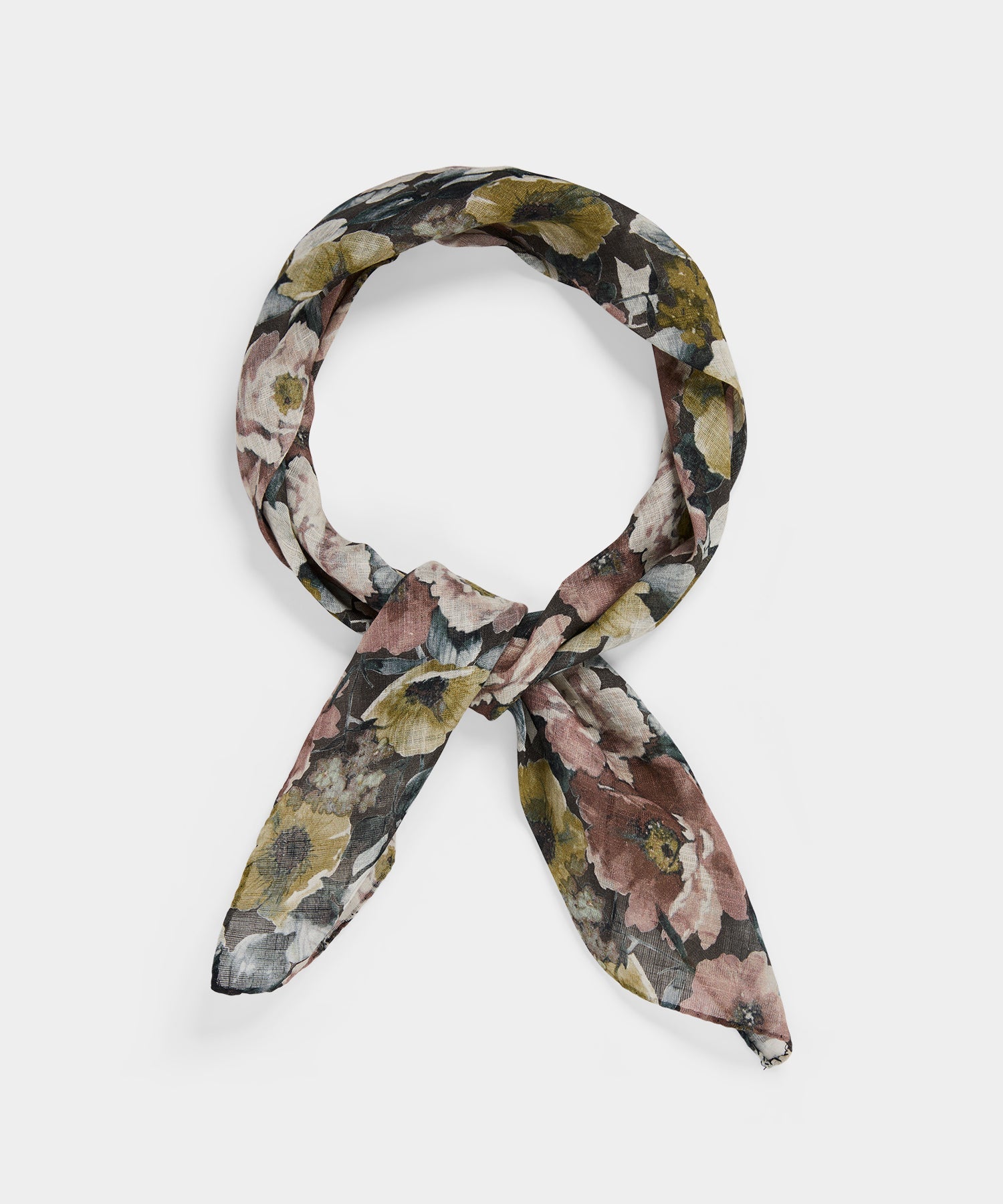 Todd Snyder Italian Neckerchief in Black Floral Black