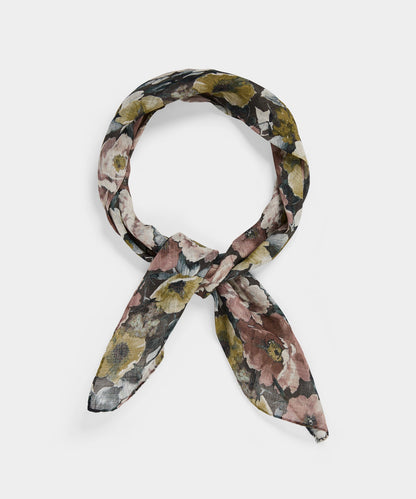 Todd Snyder Italian Neckerchief in Black Floral Black