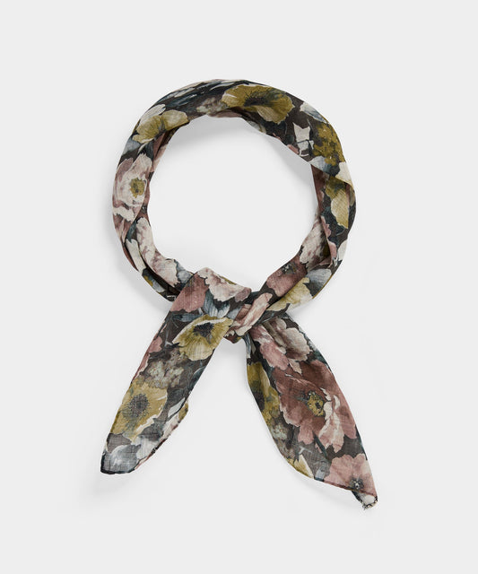 Todd Snyder Italian Neckerchief in Black Floral Black