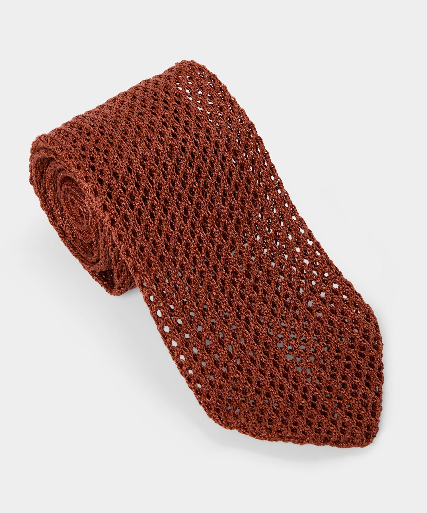 Todd Snyder WIde Point Knit Tie in Rust Rust