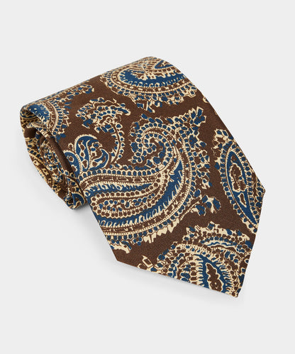 Todd Snyder Italian Silk Tie in Brown Paisley Brown