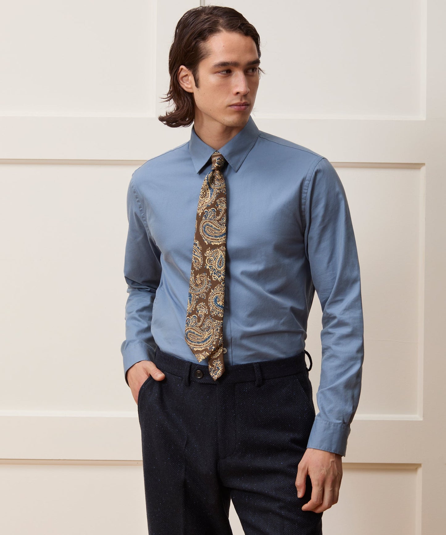 Todd Snyder Italian Silk Tie in Brown Paisley Brown