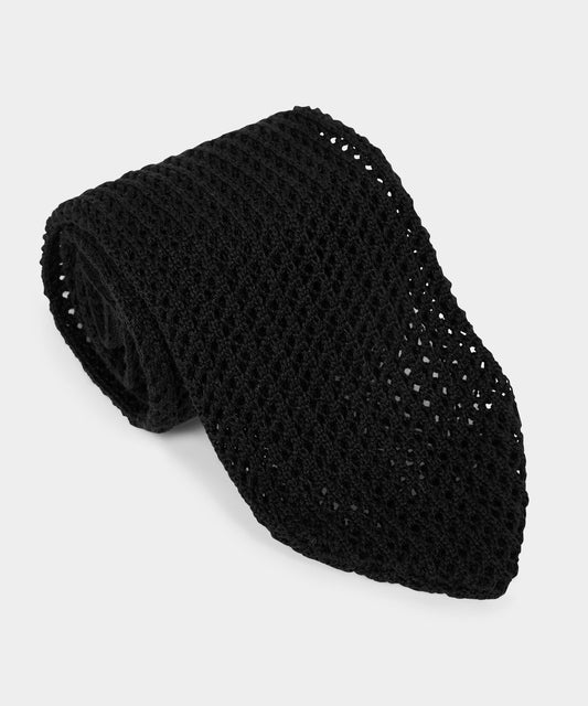 Todd Snyder WIde Point Knit Tie in Black Black