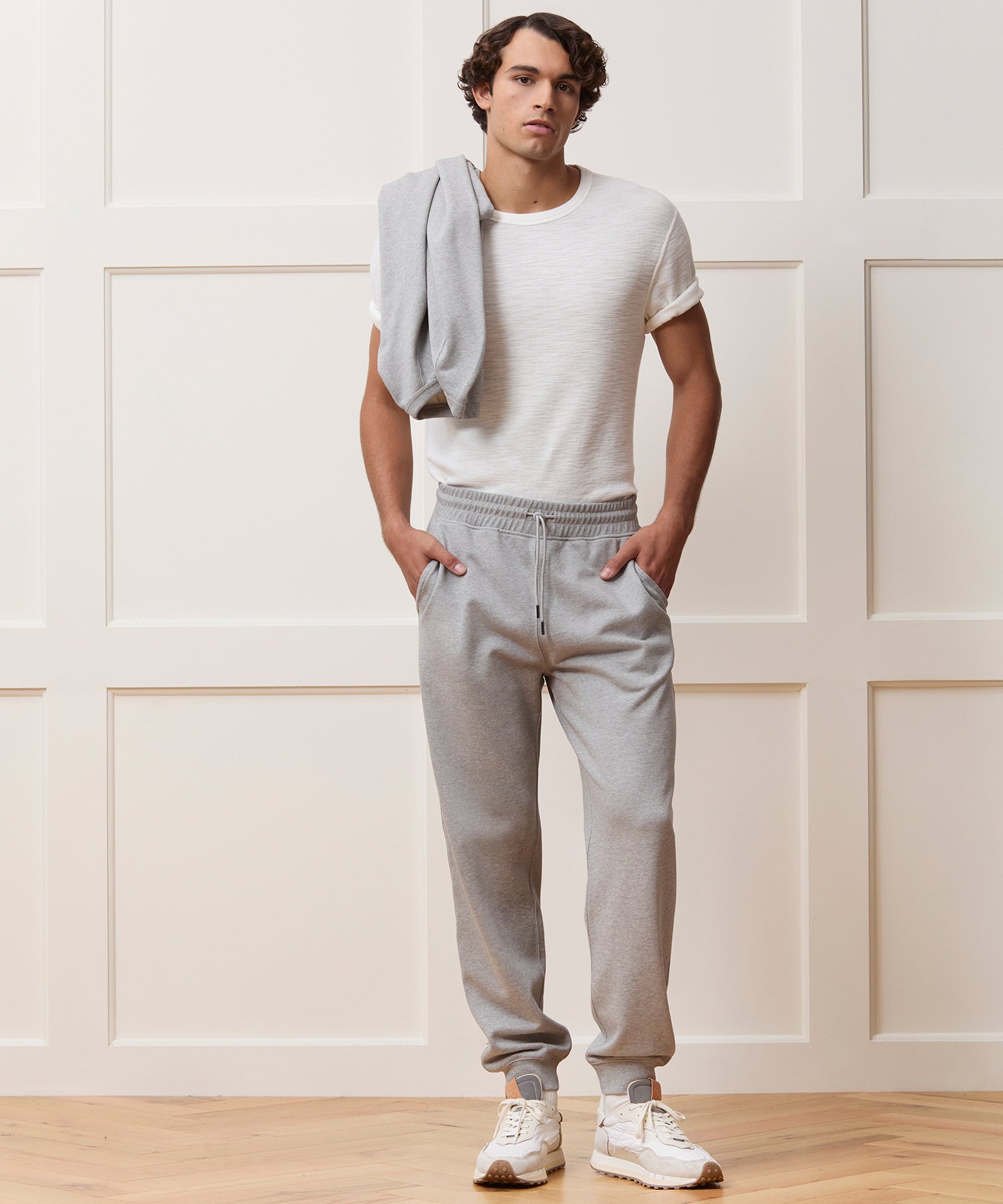 Todd Snyder Portuguese Terry Sweatpant in Light Gray Mix Light Grey Mix