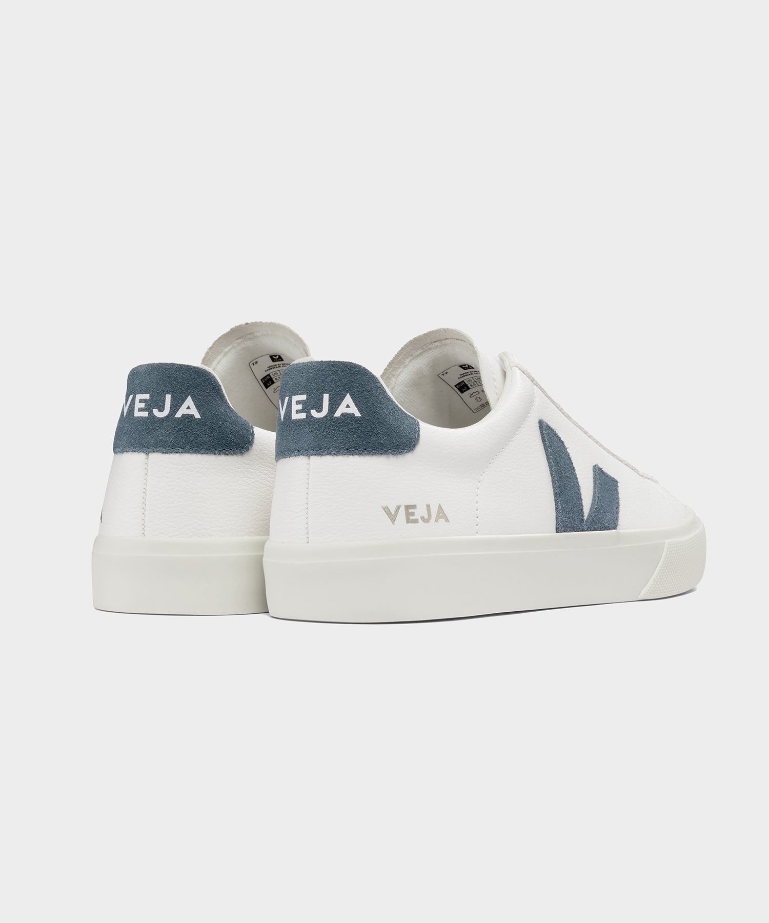Todd Snyder Veja Campo Low Top Leather Sneaker in White and California Blue Blue