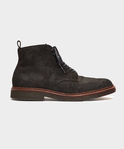 Todd Snyder Todd Snyder x Alden Plain Toe Boot in Reverse Earth Chamois Black