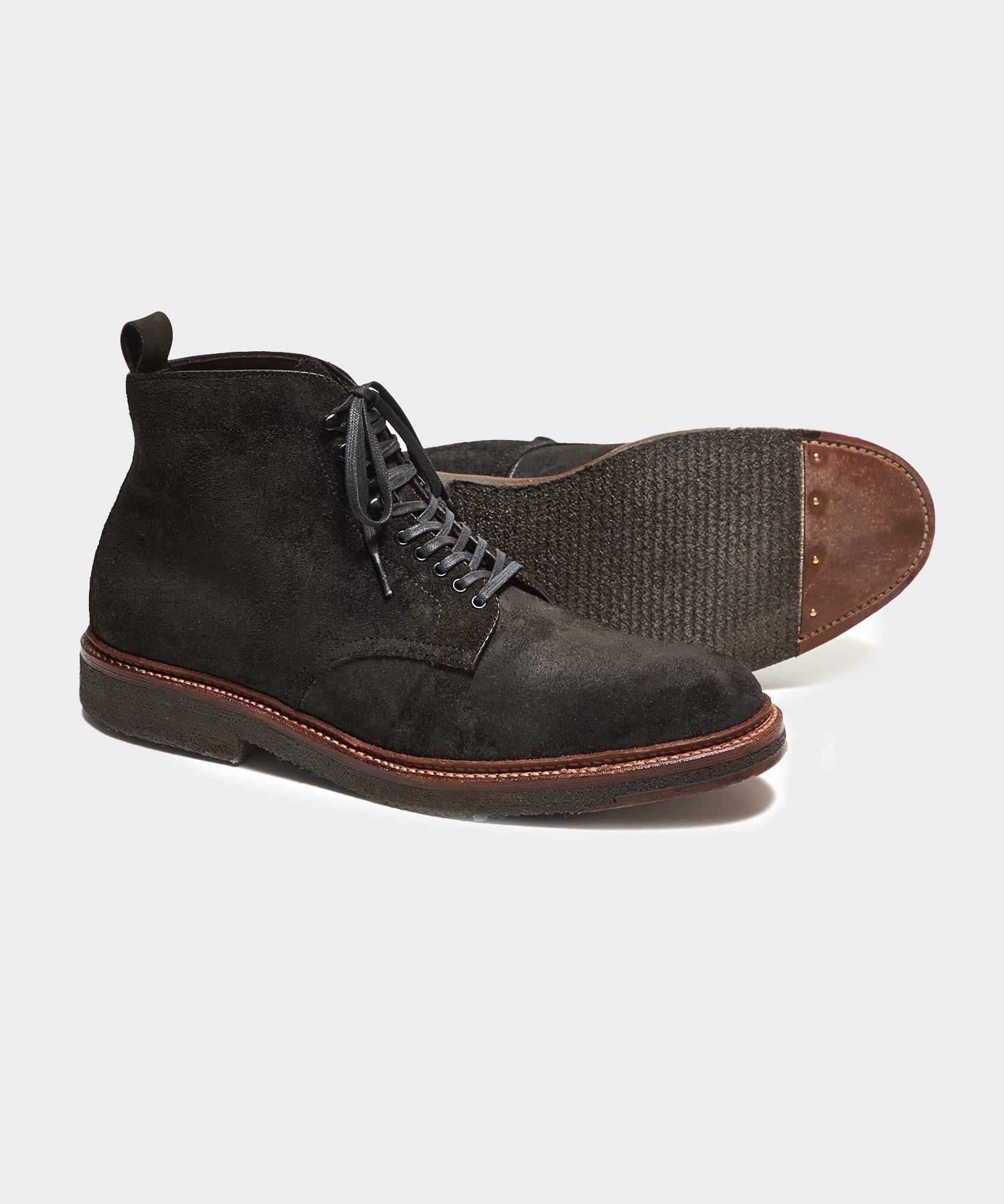 Todd Snyder Todd Snyder x Alden Plain Toe Boot in Reverse Earth Chamois Black