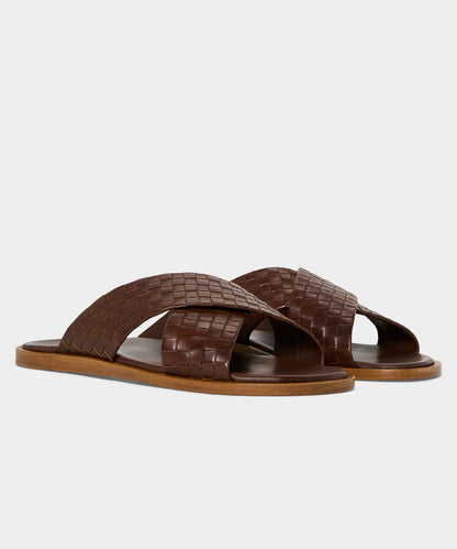 Todd Snyder Porto Woven Leather Sandal in Brown Brown
