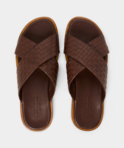 Todd Snyder Porto Woven Leather Sandal in Brown Brown