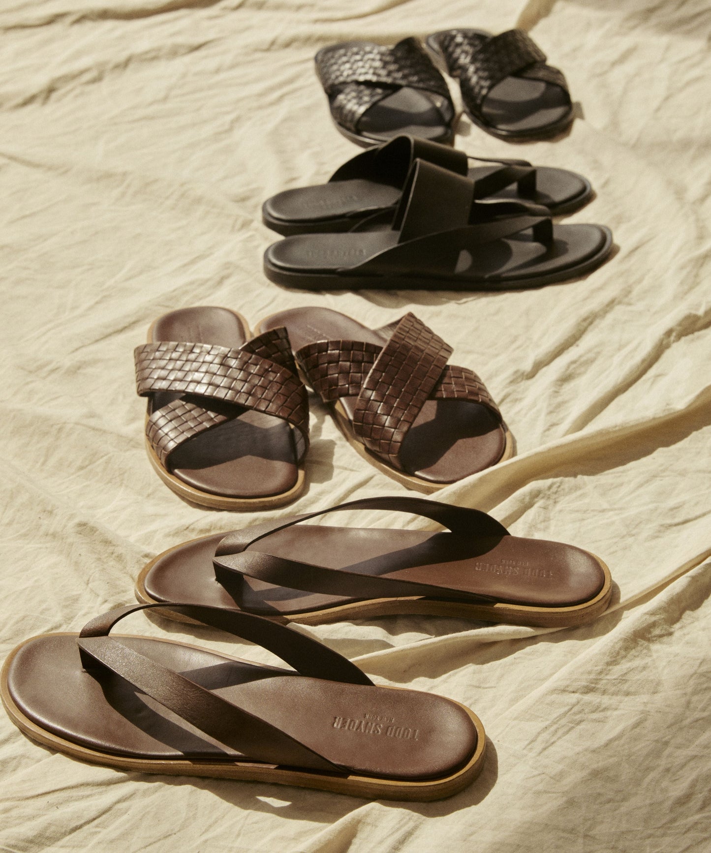Todd Snyder Porto Leather Thong Sandal in Brown Brown