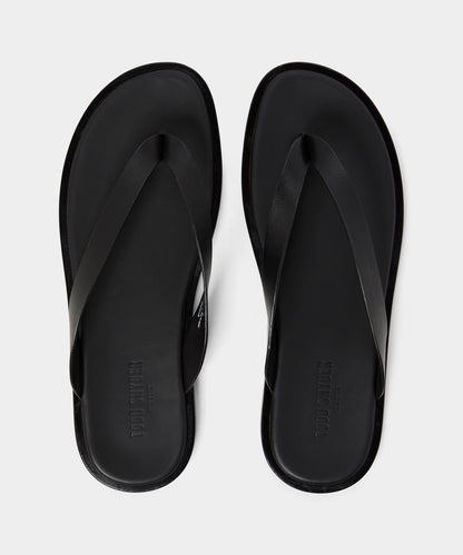 Todd Snyder Porto Leather Thong Sandal in Black Black