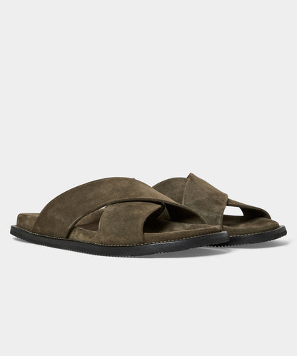 Todd Snyder Nomad Suede Crossover Sandal Olive