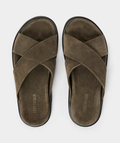 Todd Snyder Nomad Suede Crossover Sandal Olive