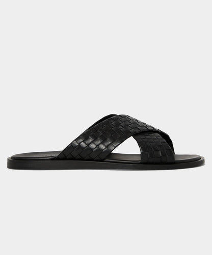 Todd Snyder Porto Woven Leather Sandal in Black Black