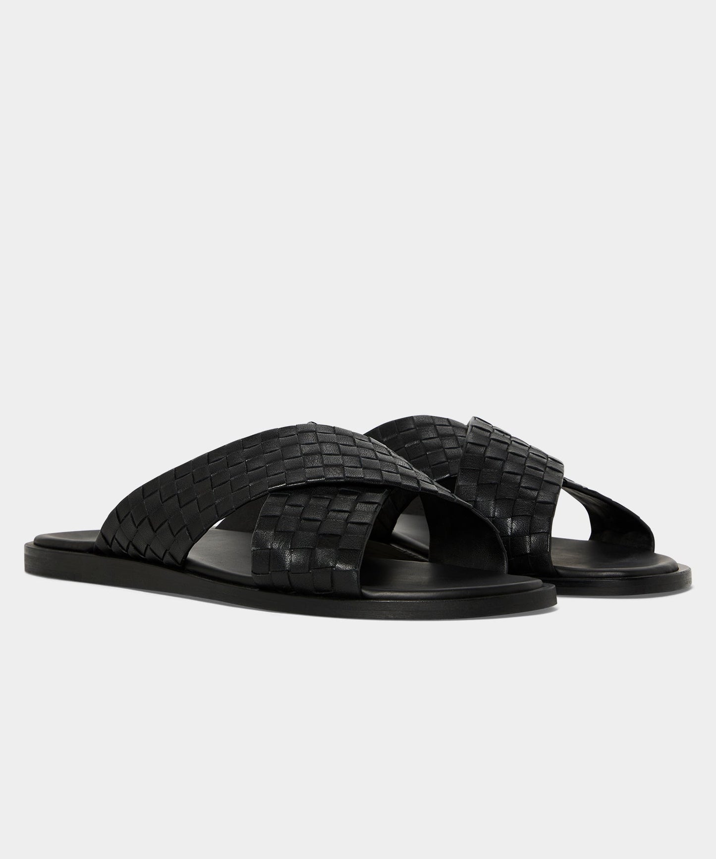 Todd Snyder Porto Woven Leather Sandal in Black Black