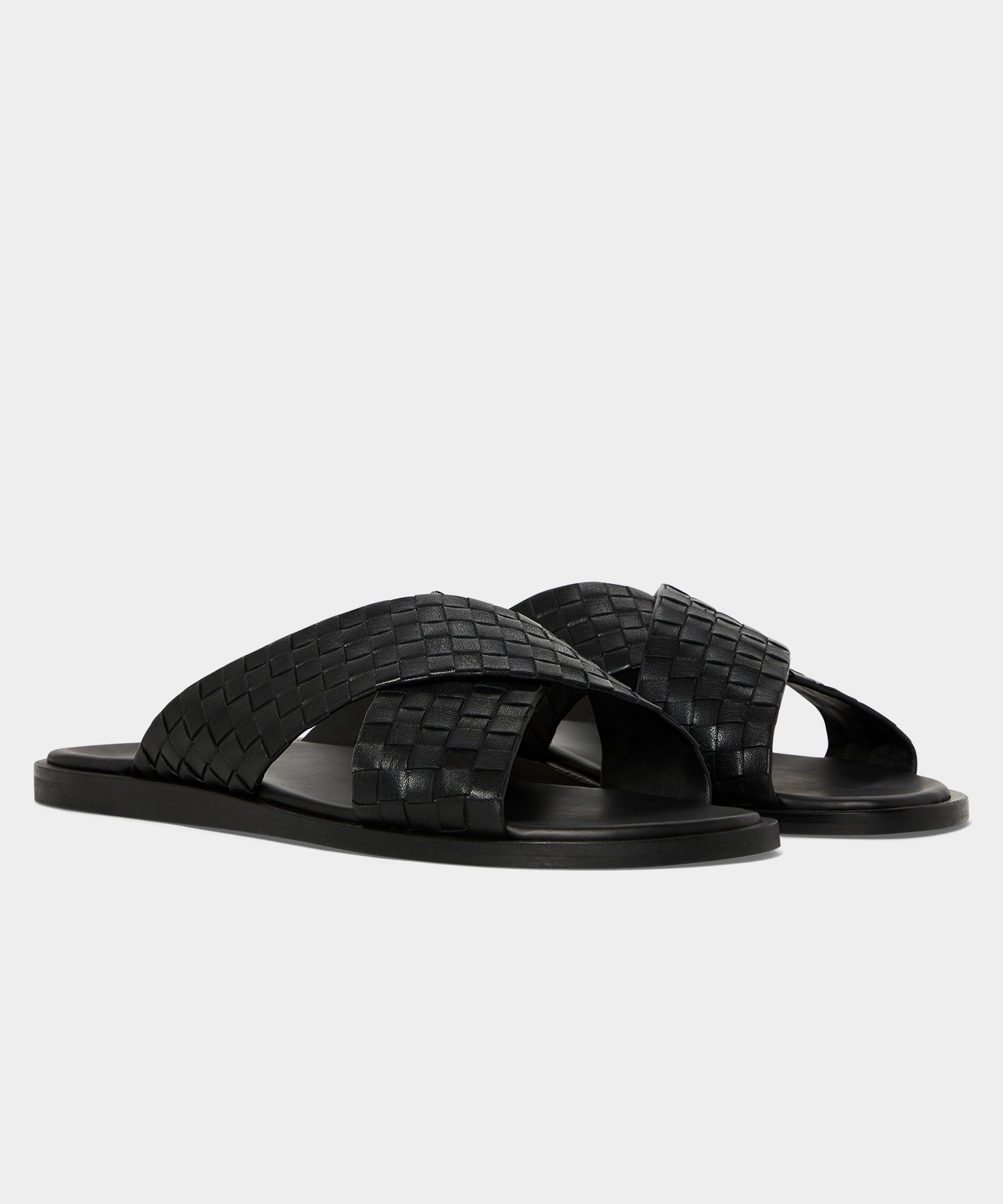 Todd Snyder Porto Woven Leather Sandal in Black Black