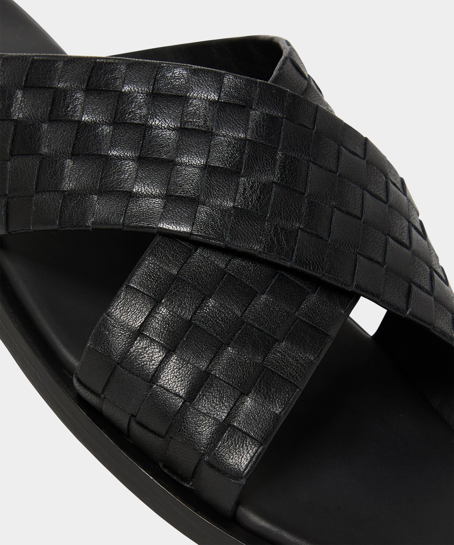 Todd Snyder Porto Woven Leather Sandal in Black Black
