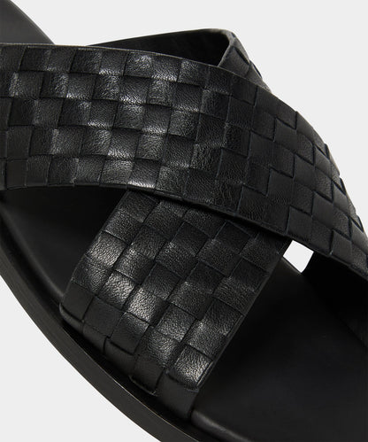 Todd Snyder Porto Woven Leather Sandal in Black Black
